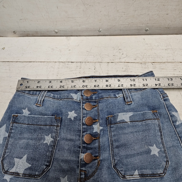 Angry Rabbit Star Struck High Rise Flare retro bell bottom style jeans size 25/1 - Picture 11 of 14